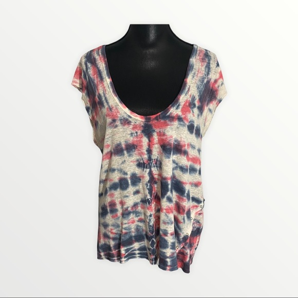 Tops - Tie-Dyed Sleeveless Tee-shirt Large Scoop Neck